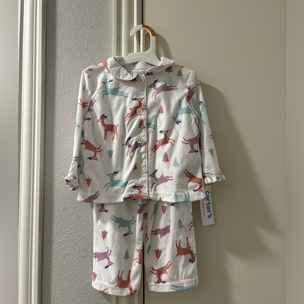 carters pijama set fleece material soft and warm size 12M